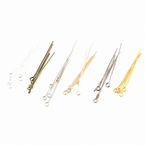 200pcs/bag 16 20 25 30 35 40 45 50mm Eye Head Pins Classic 7 colors Plated Eye Pins For Jewelry Findings Making DIY Supplies