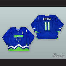 Load image into Gallery viewer, Anze Kopitar 11 Slovenia National Team Blue Hockey Jersey