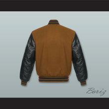Load image into Gallery viewer, Brown Wool and Black Lab Leather Varsity Letterman Jacket