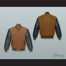 Load image into Gallery viewer, Brown Wool and Black Lab Leather Varsity Letterman Jacket