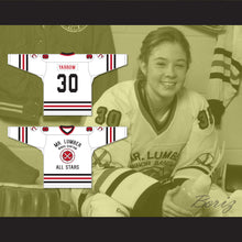 Load image into Gallery viewer, Cathy Yarrow 30 Mr. Lumber Minor Bantam All Stars White Hockey Jersey Hockey Night TV Movie