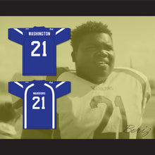 Load image into Gallery viewer, Dennis Washington 21 Liberty Christian School Warriors Blue Football Jersey