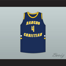 Load image into Gallery viewer, Evan Mobley 4 Rancho Christian School Eagles Navy Blue Basketball Jersey 3