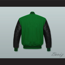 Load image into Gallery viewer, Green Wool and Black Lab Leather Varsity Letterman Jacket