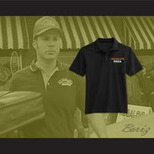 Load image into Gallery viewer, Ricky Bobby Hugalo&#39;s Pizza Logo 3 Black Polo Shirt
