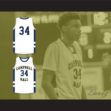 Load image into Gallery viewer, Jabari Walker 34 Campbell Hall School Vikings White Basketball Jersey 1