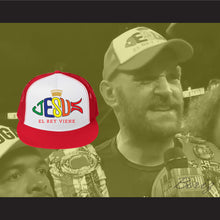 Load image into Gallery viewer, Jesus the King is Coming (El Rey Viene) Red Mesh Trucker Baseball Hat as worn by Tyson Fury