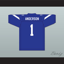 Load image into Gallery viewer, Paulie Anderson 1 Liberty Christian School Warriors Blue Football Jersey