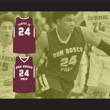 Load image into Gallery viewer, Ron Harper Jr 24 Don Bosco Preparatory High School Ironmen Maroon Basketball Jersey 2