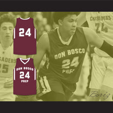 Load image into Gallery viewer, Ron Harper Jr 24 Don Bosco Preparatory High School Ironmen Maroon Basketball Jersey 1