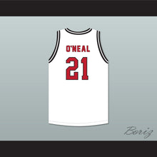 Load image into Gallery viewer, Shaqir O'Neal 21 Crossroads School Roadrunners White Basketball Jersey 2
