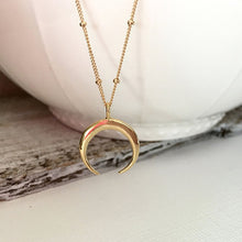 Load image into Gallery viewer, Statement Gold Horn Necklace, maxi Long Crescent Moon Necklace,Double Horn Necklace For Women Charm Jewelry XL257