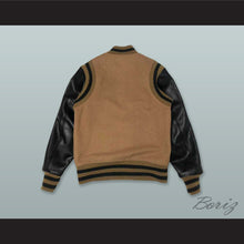 Load image into Gallery viewer, Tan Wool and Black Lab Leather Varsity Letterman Jacket