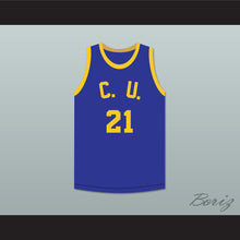 Load image into Gallery viewer, Tommy "Preacher" White 21 Cadwallader University Blue Basketball Jersey Fast Break