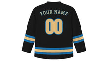 Load image into Gallery viewer, Abu Dhabi Original Hockey Jersey in Black, back view with your name and number