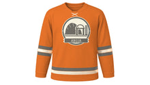 Load image into Gallery viewer, Abuja Original Hockey Jersey in Sunset Orange, front view – custom name and number
