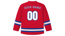 Load image into Gallery viewer, Acadian National Day Original Hockey Jersey in Acadian Red, back view with your name and number