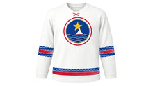 Load image into Gallery viewer, Acadian National Day Original Hockey Jersey in White, front view – custom name and number