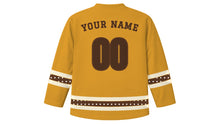 Load image into Gallery viewer, Addis Ababa Original Hockey Jersey in Amber, back view with your name and number