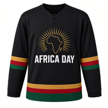 Load image into Gallery viewer, Africa Day Original Hockey Jersey in Black, front view – custom name and number