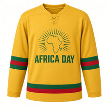 Load image into Gallery viewer, Africa Day Original Hockey Jersey in Gold, front view – custom name and number