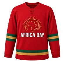 Load image into Gallery viewer, Africa Day Original Hockey Jersey in Red, front view – custom name and number