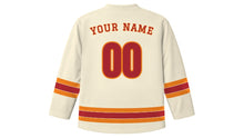 Load image into Gallery viewer, Ahmedabad Original Hockey Jersey in Khadi Cream, back view with your name and number