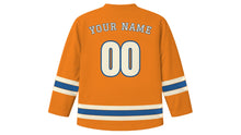 Load image into Gallery viewer, Ahmedabad Original Hockey Jersey in Kite Saffron, back view with your name and number