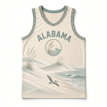 Load image into Gallery viewer, Alabama Gulf Dunes Original Basketball Jersey in Sugar Sand, front view – custom name and number