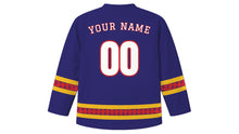 Load image into Gallery viewer, Alasitas Original Hockey Jersey in Indigo, back view with your name and number