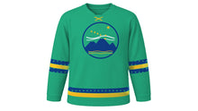 Load image into Gallery viewer, Alaska Day Original Hockey Jersey in Aurora Green, front view – custom name and number
