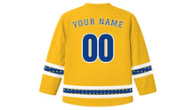Load image into Gallery viewer, Alaska Day Original Hockey Jersey in Gold, back view with your name and number