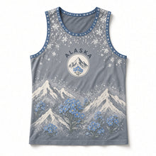 Load image into Gallery viewer, Alaska Forget-Me-Not Original Basketball Jersey in Mountain Slate, front view – custom name and number