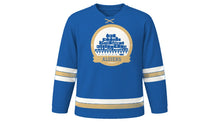 Load image into Gallery viewer, Algiers Original Hockey Jersey in Mediterranean Blue, front view – custom name and number