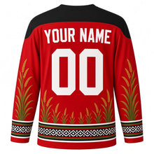 Load image into Gallery viewer, Ali Ai Ligang Original Hockey Jersey in Ribbon Red, back view with custom YOUR NAME and 00