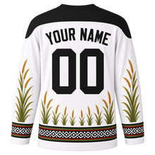 Load image into Gallery viewer, Ali Ai Ligang Original Hockey Jersey in Cotton White, back view with custom YOUR NAME and 00