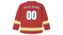 Load image into Gallery viewer, Almaty Original Hockey Jersey in Apple Red, back view with your name and number