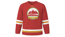 Load image into Gallery viewer, Almaty Original Hockey Jersey in Apple Red, front view – custom name and number