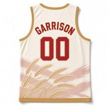 Load image into Gallery viewer, Amber Waves of Grain Original Basketball Jersey in Harvest Cream, back view with your name and number