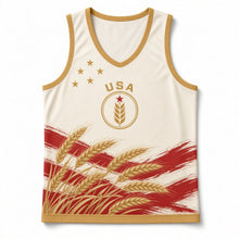 Load image into Gallery viewer, Amber Waves of Grain Original Basketball Jersey in Harvest Cream, front view – custom name and number