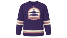 Load image into Gallery viewer, Amman Original Hockey Jersey in Black Iris Purple, front view – custom name and number