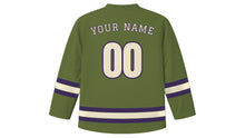 Load image into Gallery viewer, Amman Original Hockey Jersey in Olive Hills, back view with your name and number