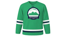 Load image into Gallery viewer, Anchorage Original Hockey Jersey in Aurora Green, front view – custom name and number