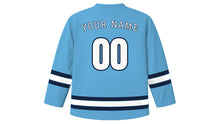 Load image into Gallery viewer, Anchorage Original Hockey Jersey in Glacier Blue, back view with your name and number