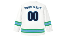 Load image into Gallery viewer, Anchorage Original Hockey Jersey in Snow White, back view with your name and number