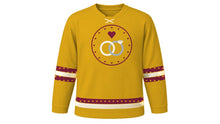 Load image into Gallery viewer, Anniversary Original Hockey Jersey in Gold, front view – custom name and number