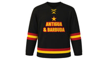 Load image into Gallery viewer, Antigua and Barbuda Original Hockey Jersey in Black, front view – custom name and number