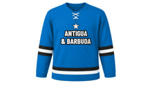 Load image into Gallery viewer, Antigua and Barbuda Original Hockey Jersey in Blue, front view – custom name and number