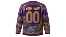 Load image into Gallery viewer, Aoi Matsuri Original Hockey Jersey in Wisteria Purple, back view with custom YOUR NAME and 00
