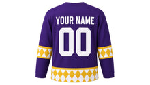 Load image into Gallery viewer, April Fools' Day Original Hockey Jersey in Purple, back view with your name and number